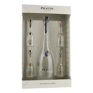Pravda Vodka met vier miniaturen