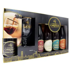 Gouden Carolus estuche de regalo con cinco botellines y vaso